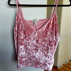Pink suede crop top